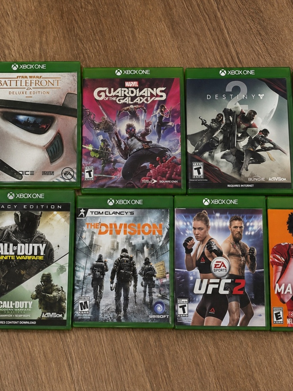 Xbox One Game Lot 9 Games COD Star Wars Madden UFC + Charging Dock Bundle